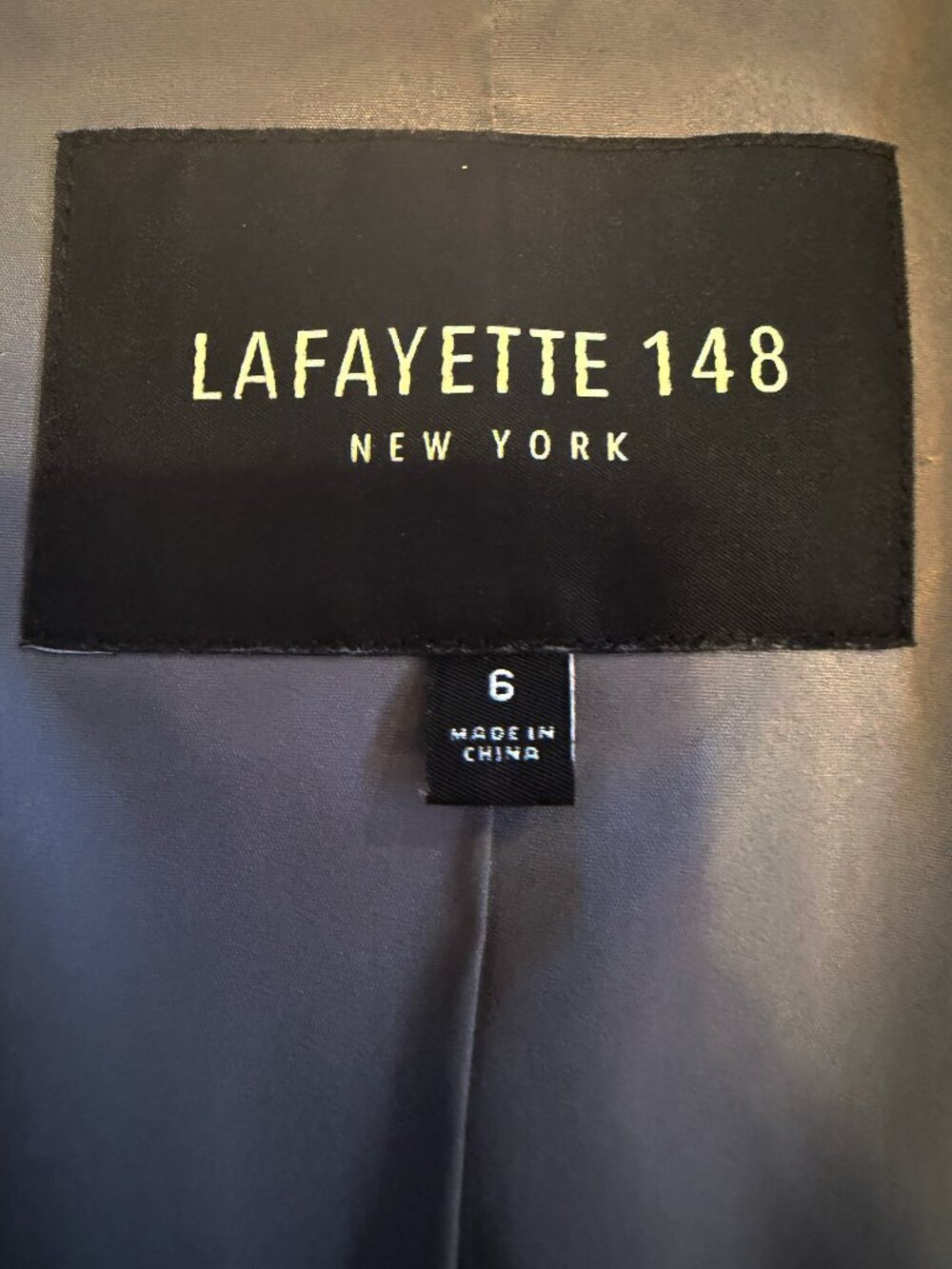 Lafayette 148 New York Blue Gray Houndstooth Wool Blazer Sz 6 - Picture 7 of 12